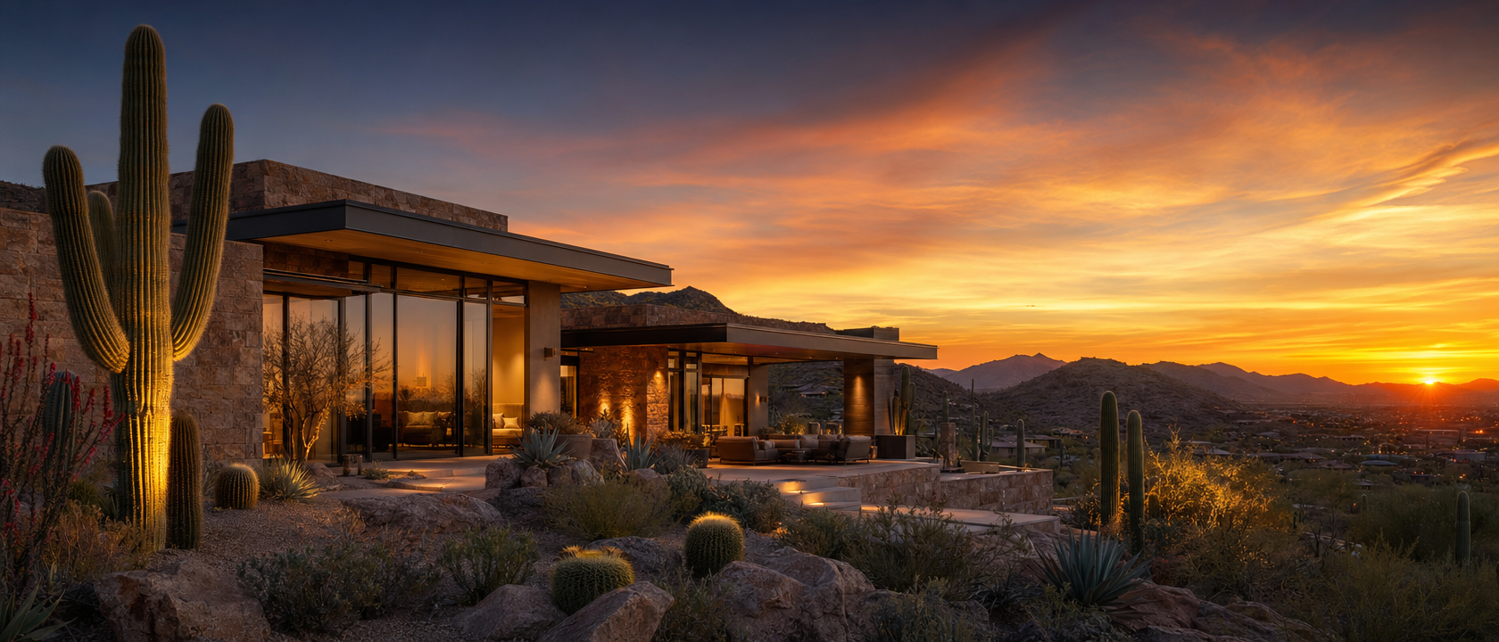 Luxury Arizona home at golden hour